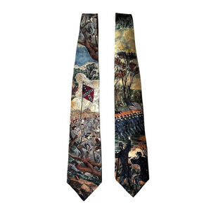 417 VAN HEUSEN Americana Series 2 Pc Silk Civil War Flag Tie Shiloh Rebel Yell